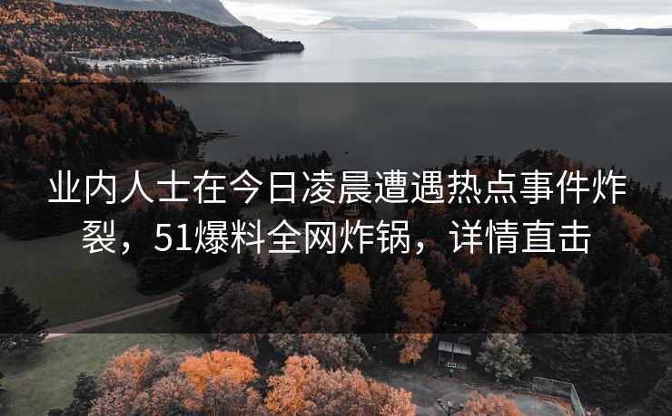 业内人士在今日凌晨遭遇热点事件炸裂,51爆料全网炸锅,详情直击 业内人士在今日凌晨遭遇热点事件炸裂,51爆料全网炸锅,详情直击