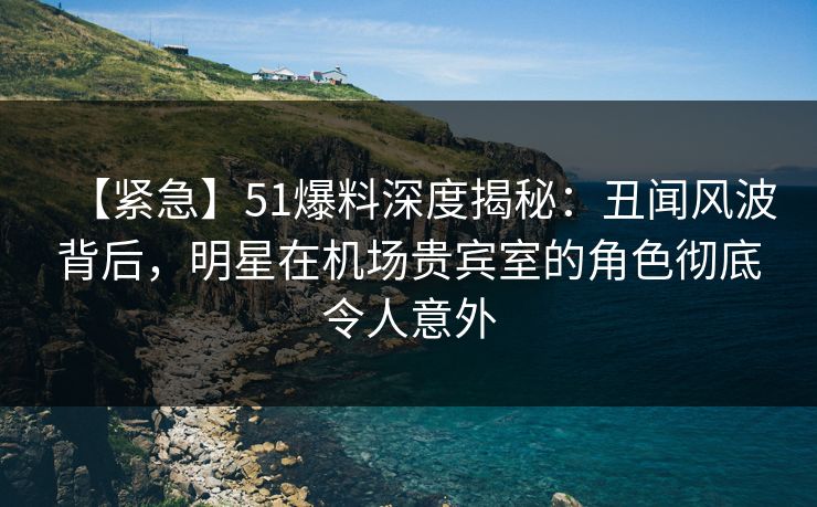 【紧急】51爆料深度揭秘：丑闻风波背后，明星在机场贵宾室的角色彻底令人意外